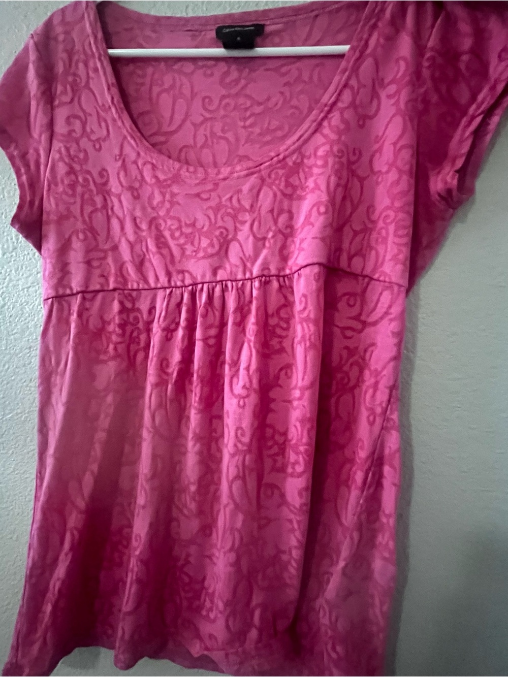 Calvin Klein Pink Scoop-Neck Short Sleeve Tunic with Swirl Print